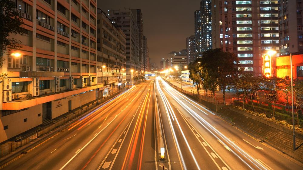 Light Trails on Kwai Chung Road - backiee