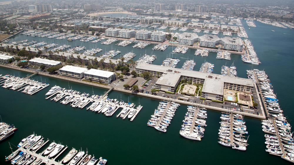 Aerial View of a Marina, Los Angeles, California wallpaper