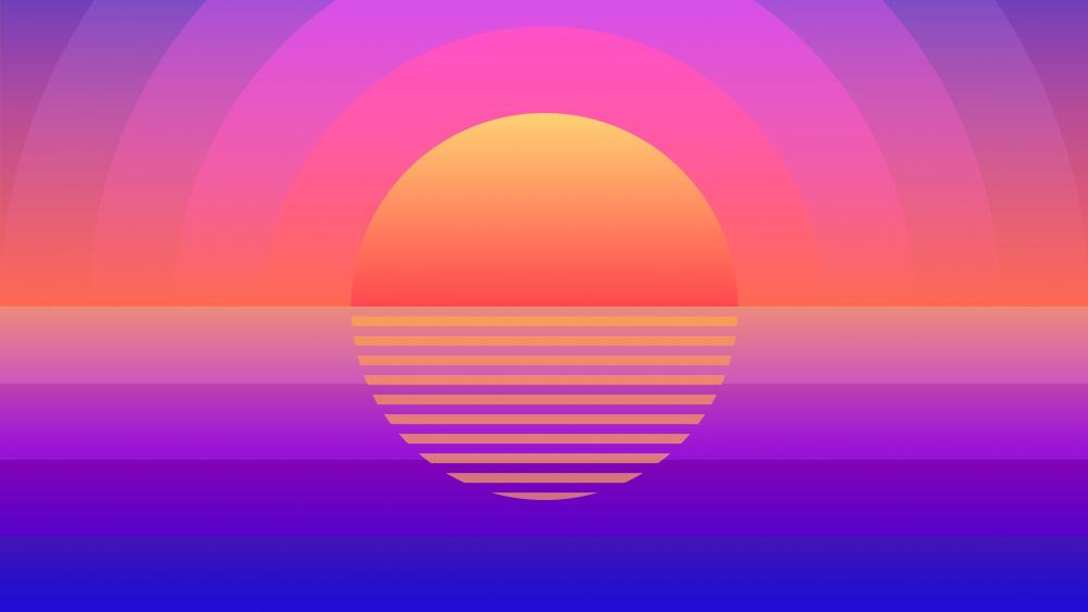 Retrowave summer time sunset wallpaper