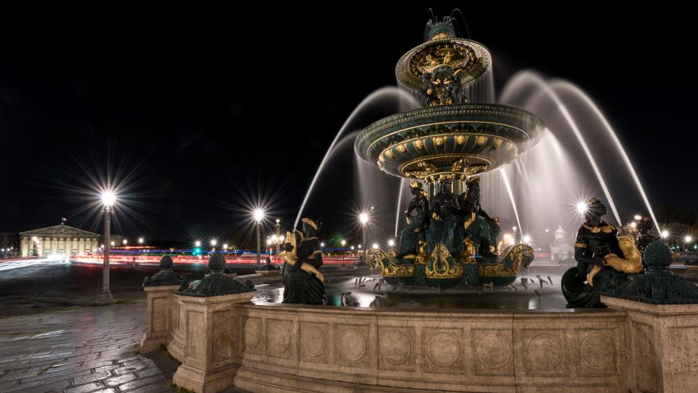 Fontaine des Mers at night wallpaper