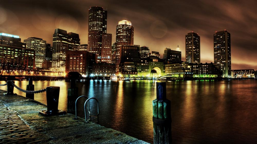 Boston by night wallpaper