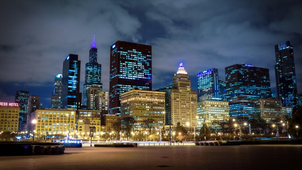 Chicago by night wallpaper