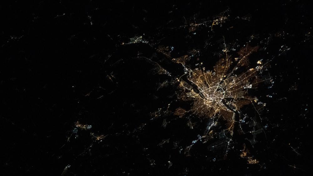 Budapest at night satellite image wallpaper
