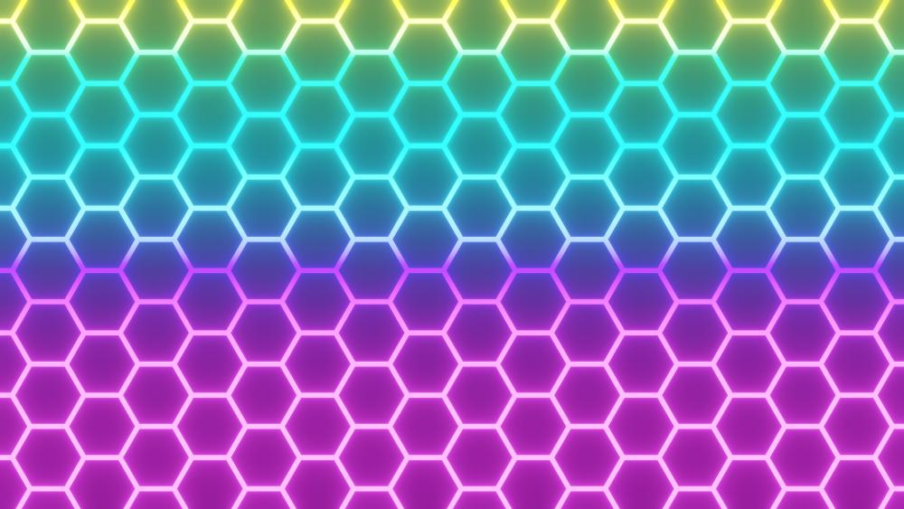 Neon hexagons wallpaper