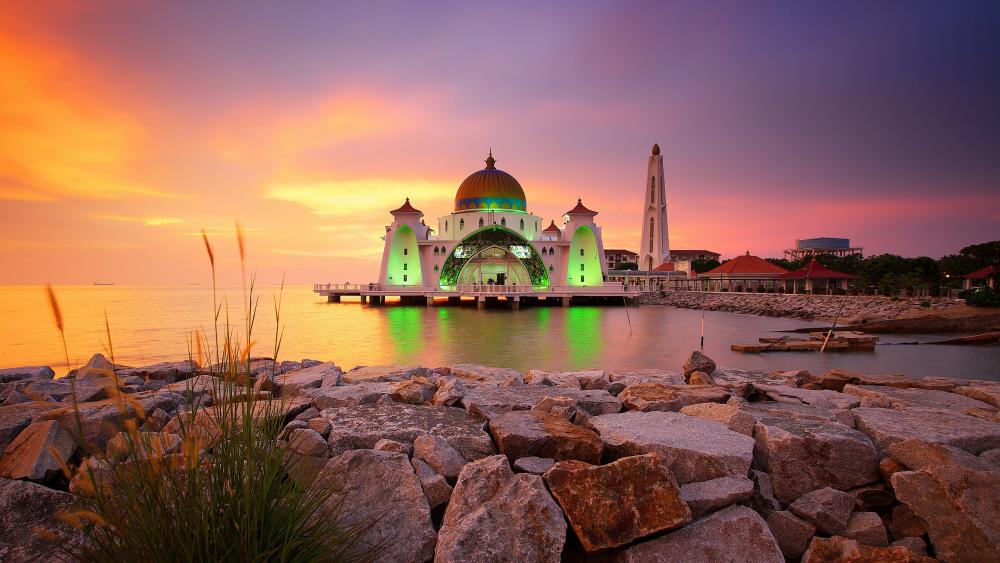Melaka Straits Mosque, Malaysia wallpaper