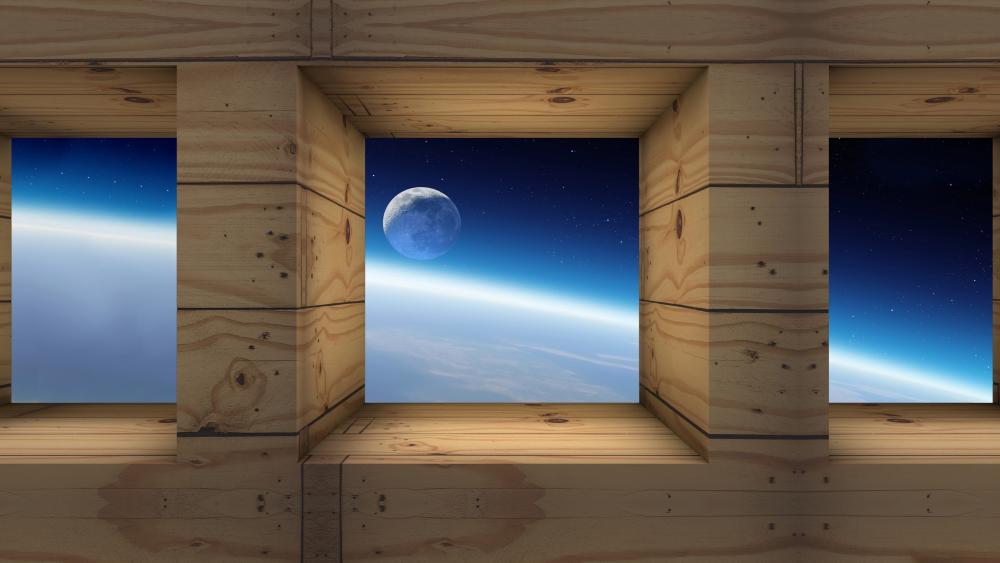 Moon and Earth view wallpaper