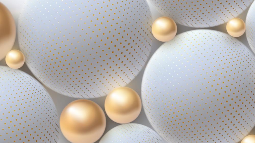 3D golden pearls wallpaper