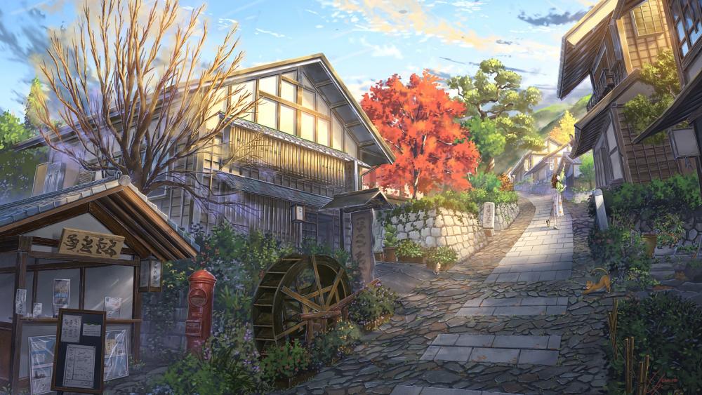 Anime village wallpaper
