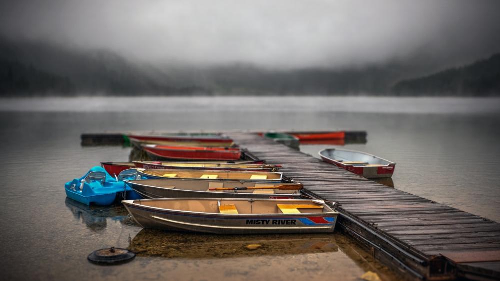 Boats tilt-shift photography wallpaper