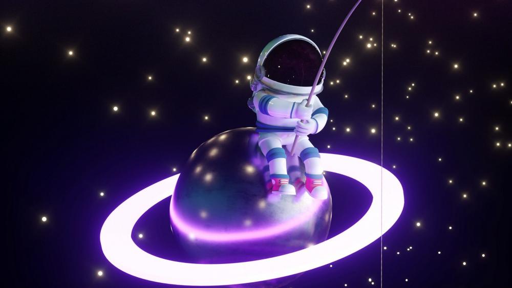 Astronaut Fisherman wallpaper