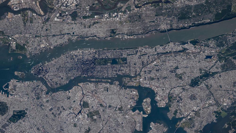 Satellite Image of New York City - backiee