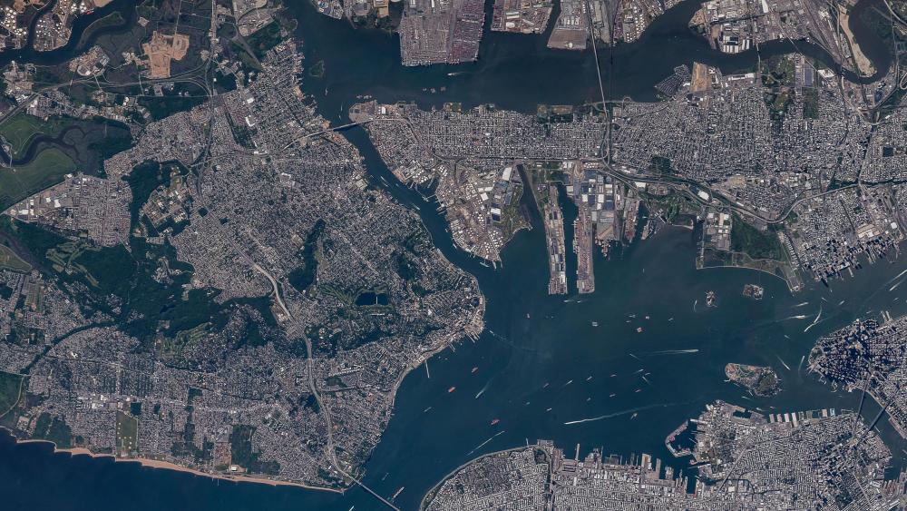 Satellite Image of Staten Island, Bayonne & Jersey City wallpaper