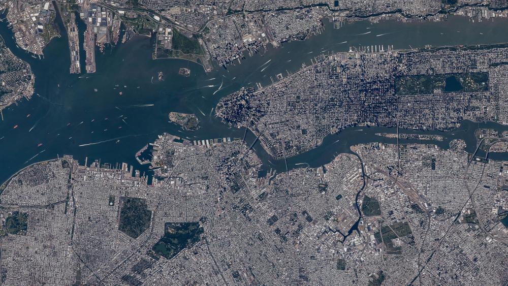 Brooklyn, Queen & Manhattan Viewed from a Satellite wallpaper
