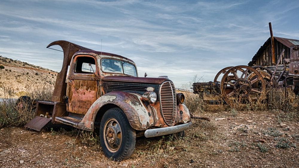 Rusty car wreck wallpaper