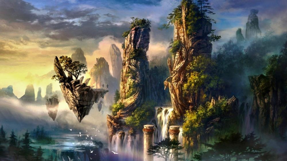 Floating Fantasy Island wallpaper