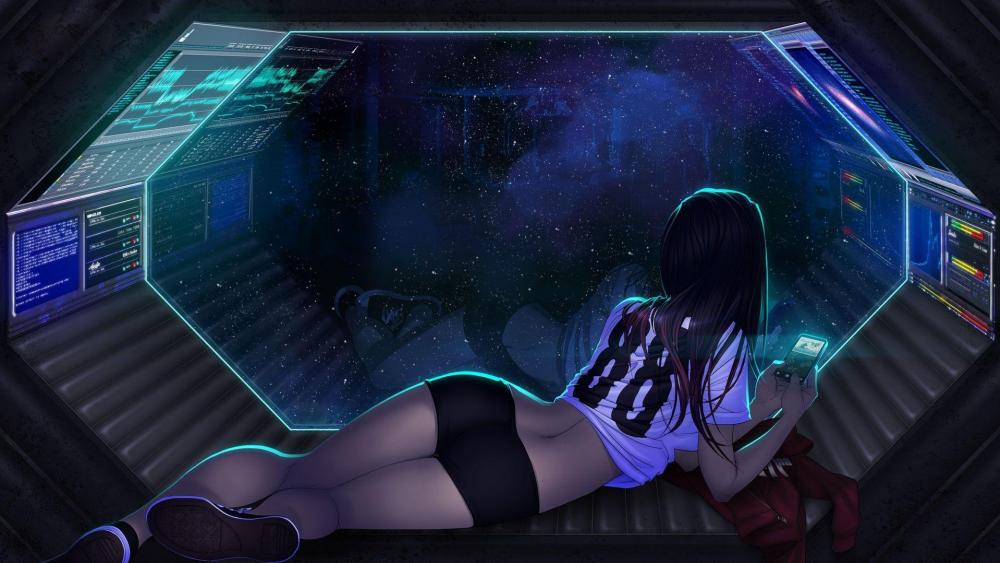 Girl in space wallpaper