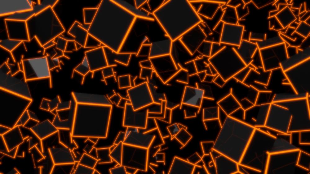 Red 3D Cubes wallpaper