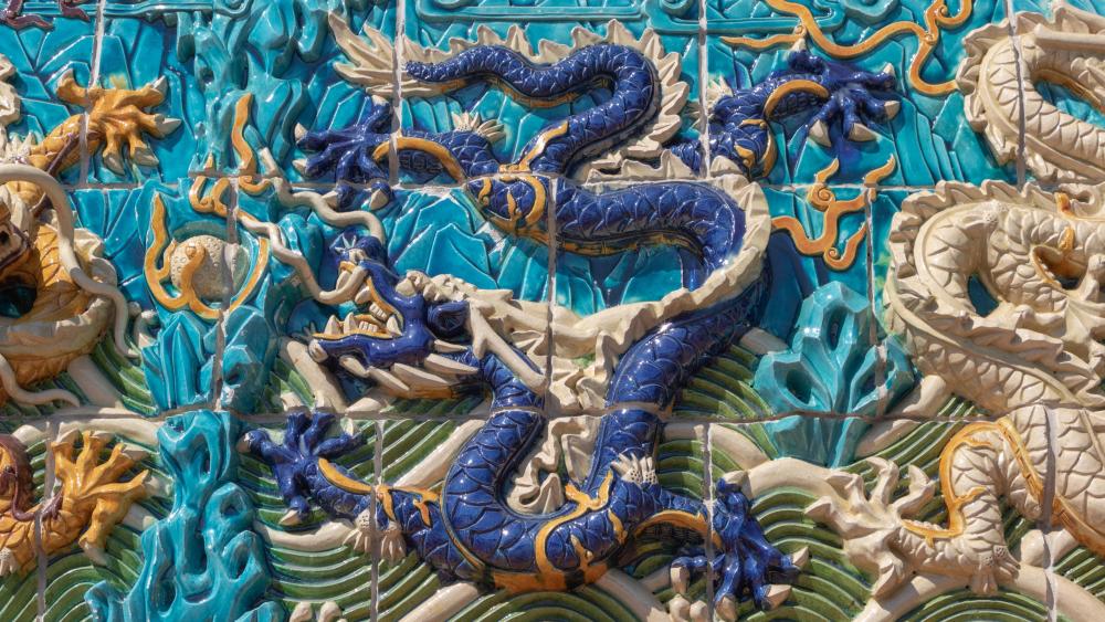 Nine Dragon Wall in Chicago's Chinatown wallpaper