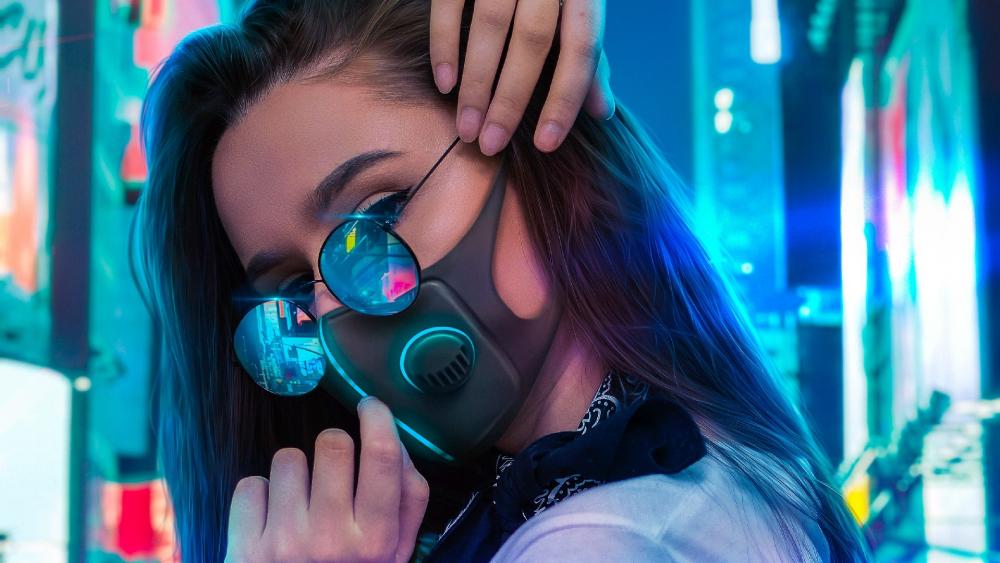 Beautiful woman in mask wallpaper
