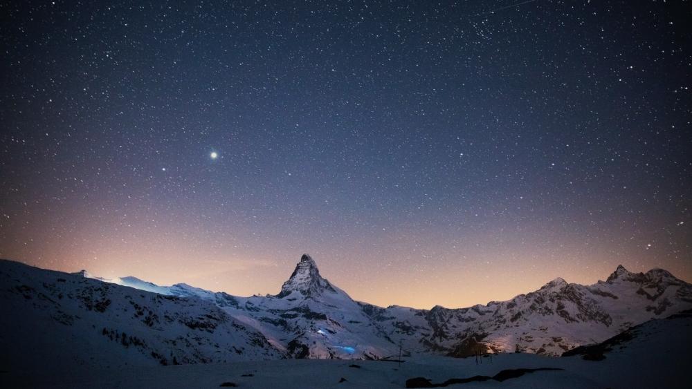 Starry sky over the Matterhorn wallpaper