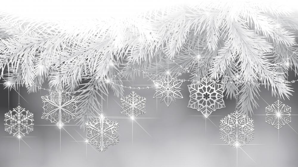 Monochrome Xmas snowflakes wallpaper