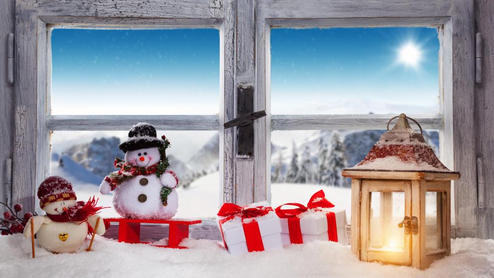 Christmas lantern in the window ⛄ wallpaper