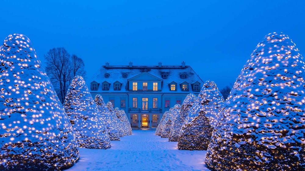 Wackerbarth castle in the Christmas season wallpaper