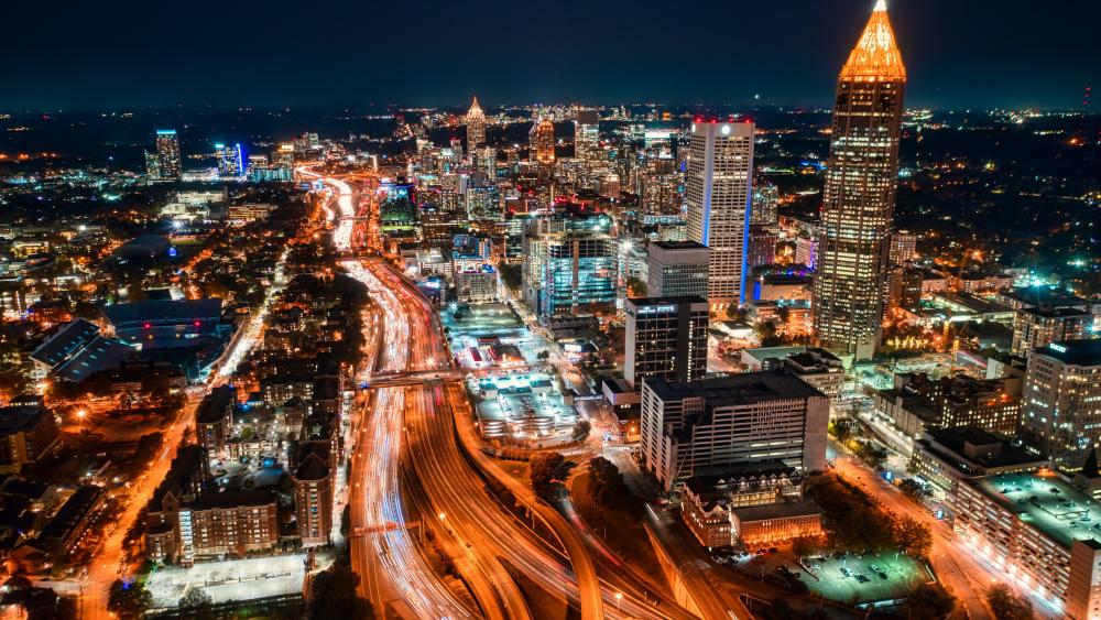 Atlanta by night long-exposure photography wallpaper