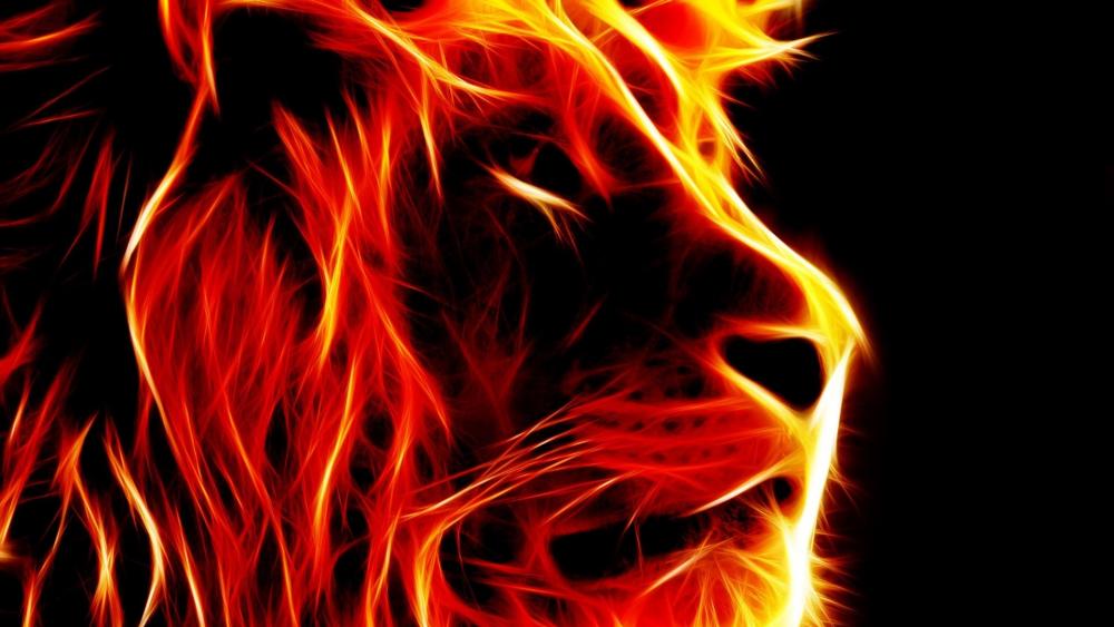 Flame lion wallpaper
