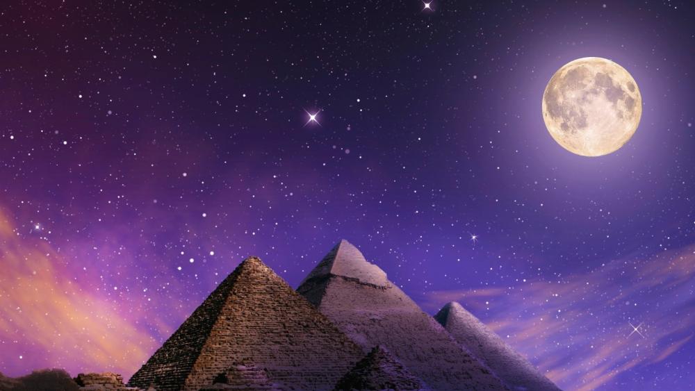 Egyptian Pyramids at Night wallpaper
