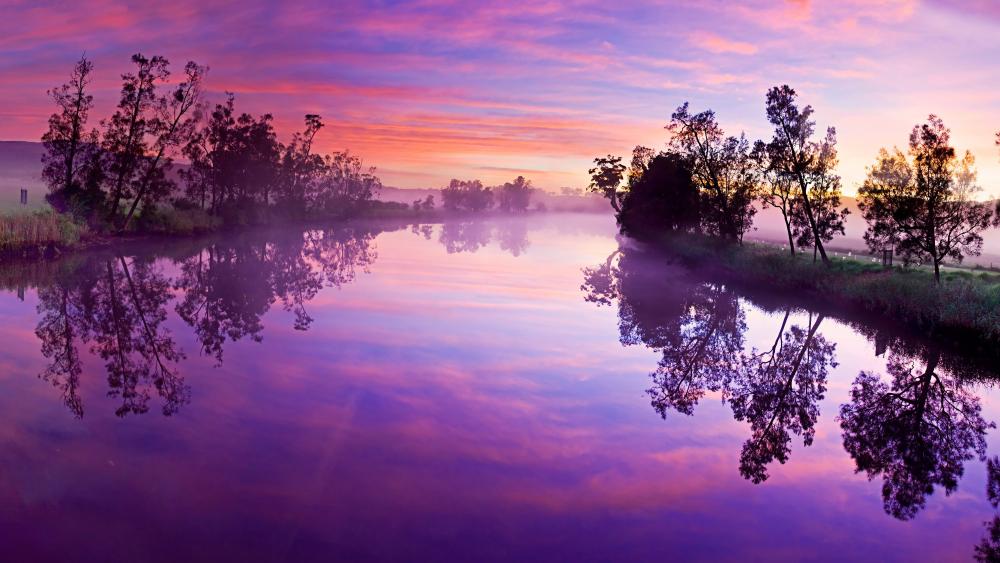 Purple cloudy sky reflection wallpaper