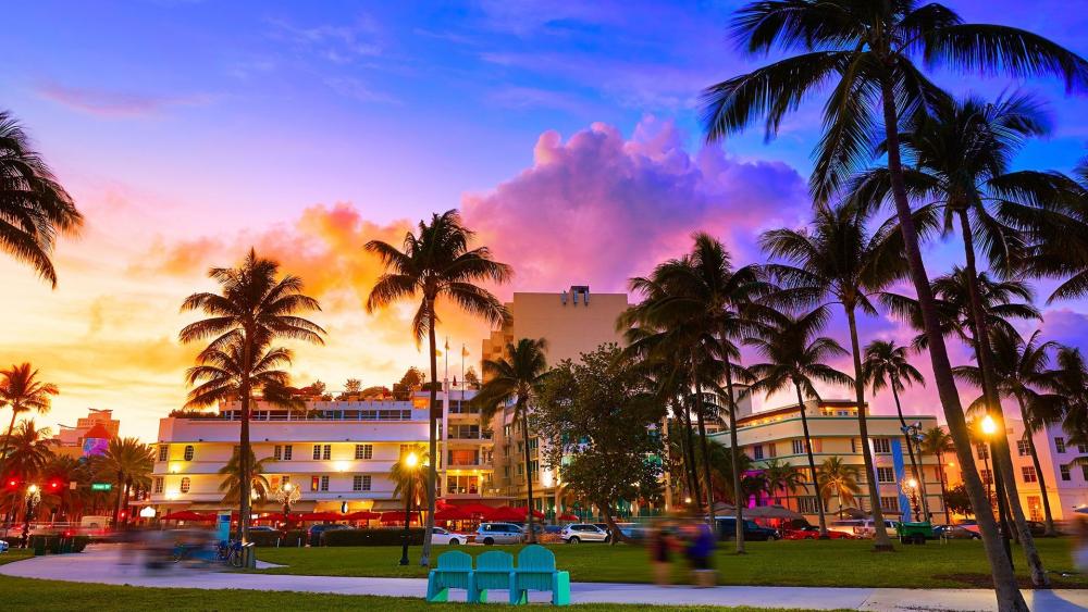 Miami at sunset wallpaper