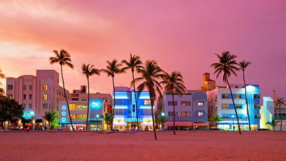 Miami pink sky wallpaper