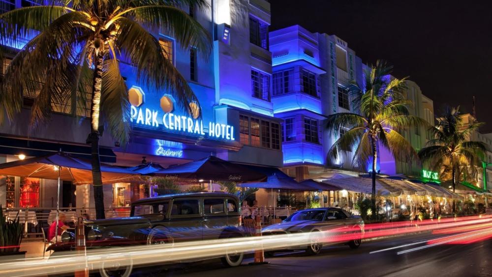 Downtown Miami by night wallpaper