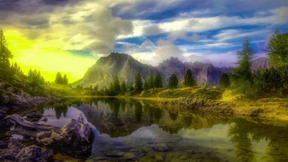 Lake In The Dolomites Wallpaper - Backiee