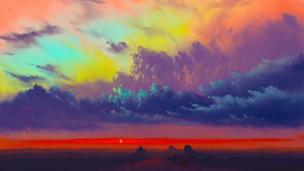 Sunset digital art wallpaper