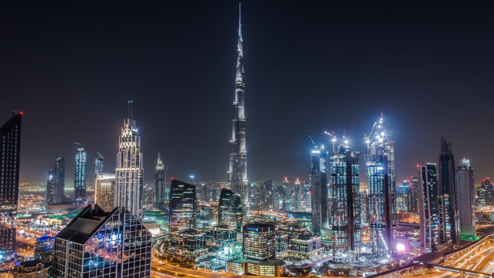 Burj Dubai by night wallpaper