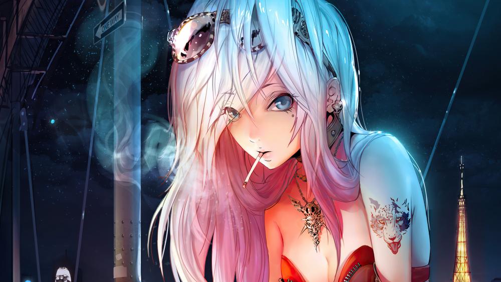 Smoking anime girl wallpaper