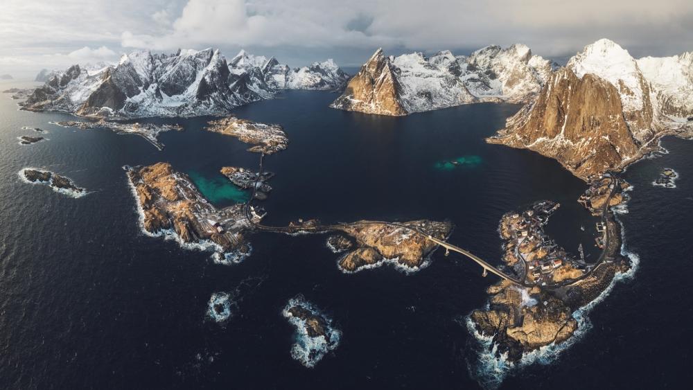 Lofoten Islands Aerial photography wallpaper