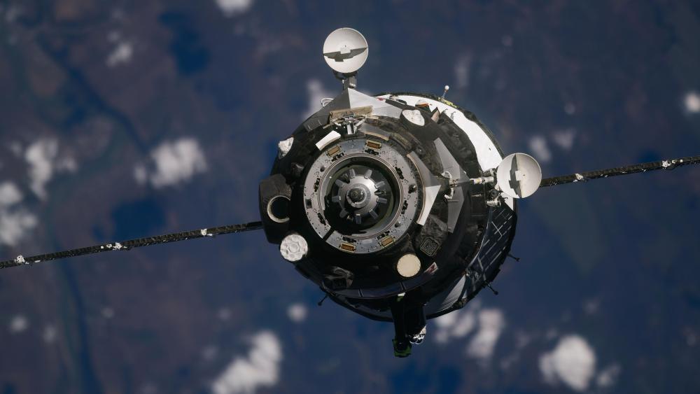 The Soyuz MS-18 Crew Ship Approaches the International Space Station wallpaper