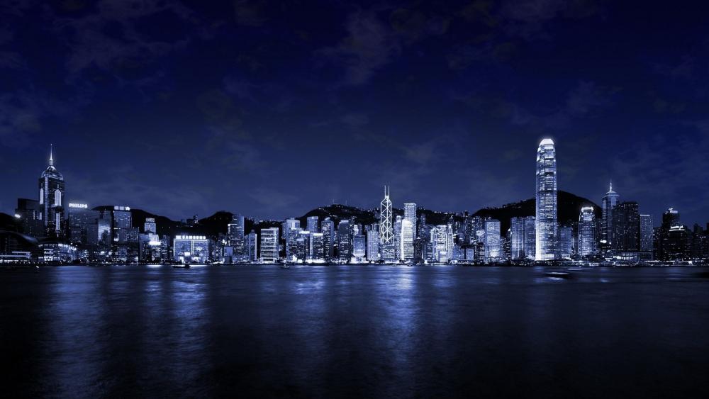 Hong Kong by night wallpaper