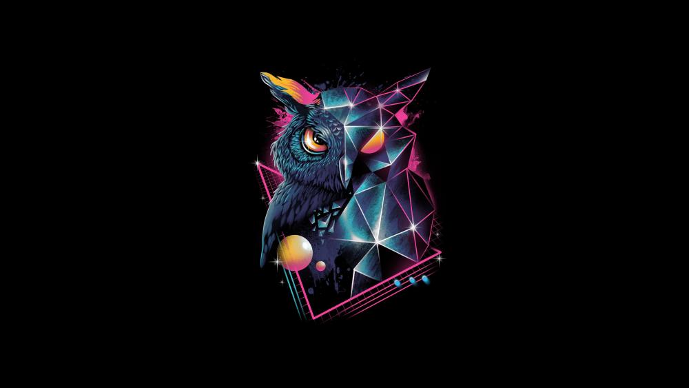 Owl 80s design wallpaper