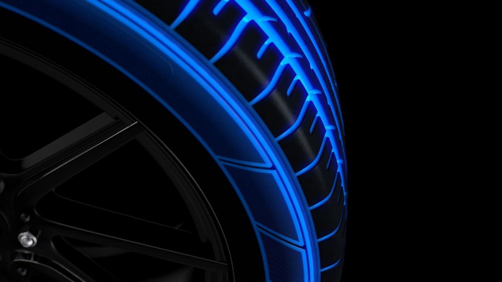 Blue Neon Sport Car Wheel wallpaper