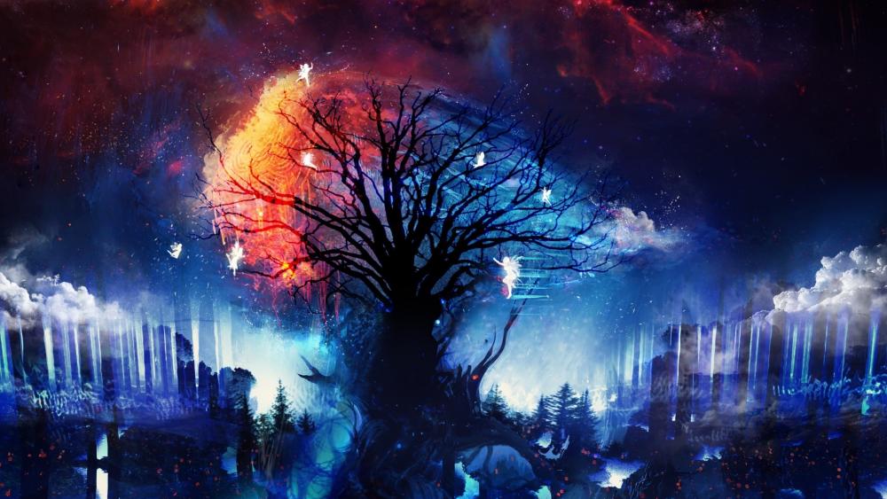 Firelight Tree wallpaper