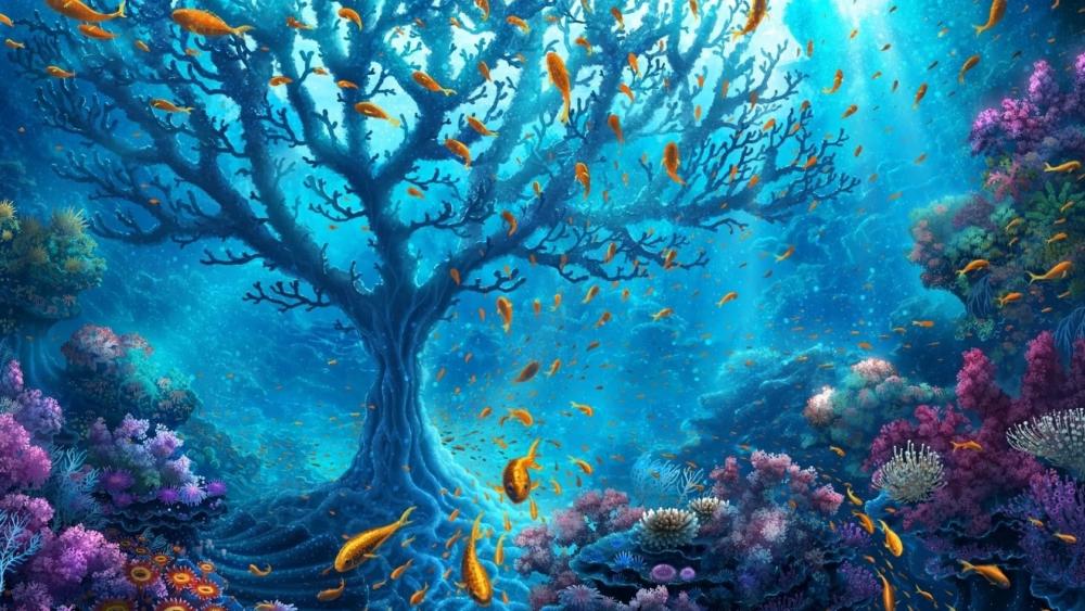Underwater tree wallpaper