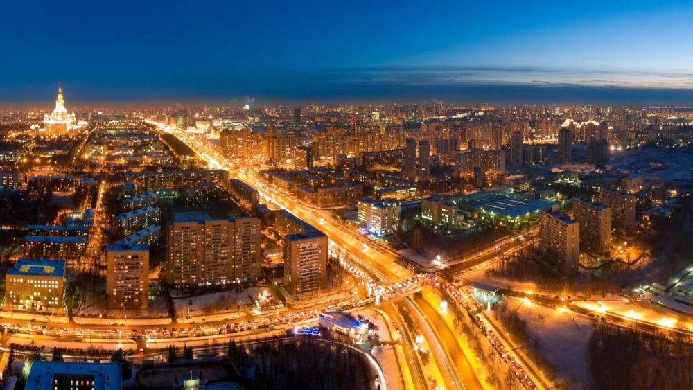 Cityscape of Moscow wallpaper