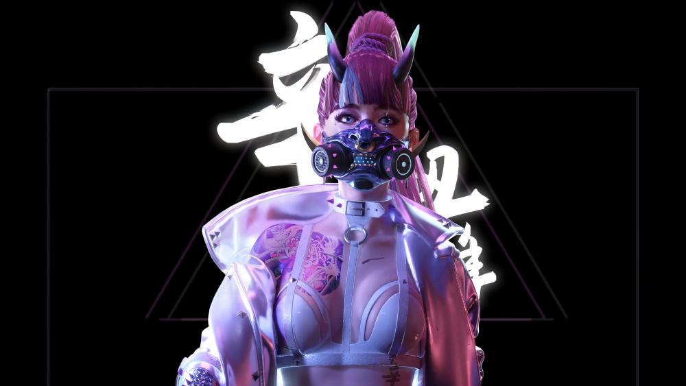 Cyberpunk Girl With Mask wallpaper