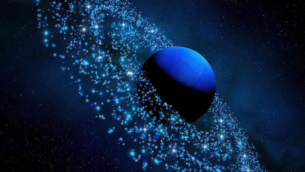 Neptune with asteroid ring wallpaper
