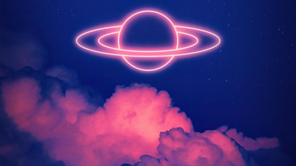 Neon planet wallpaper