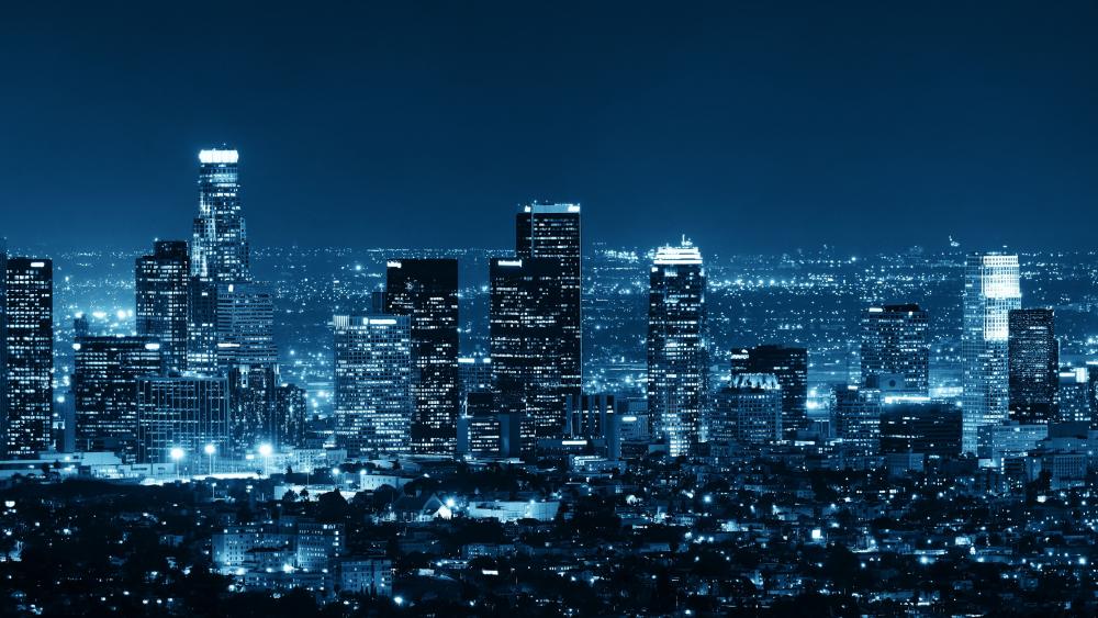 Bluish Los Angeles Cityscape wallpaper